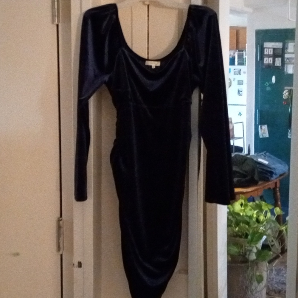 Ultra flirt xl blue velvet stretch dress